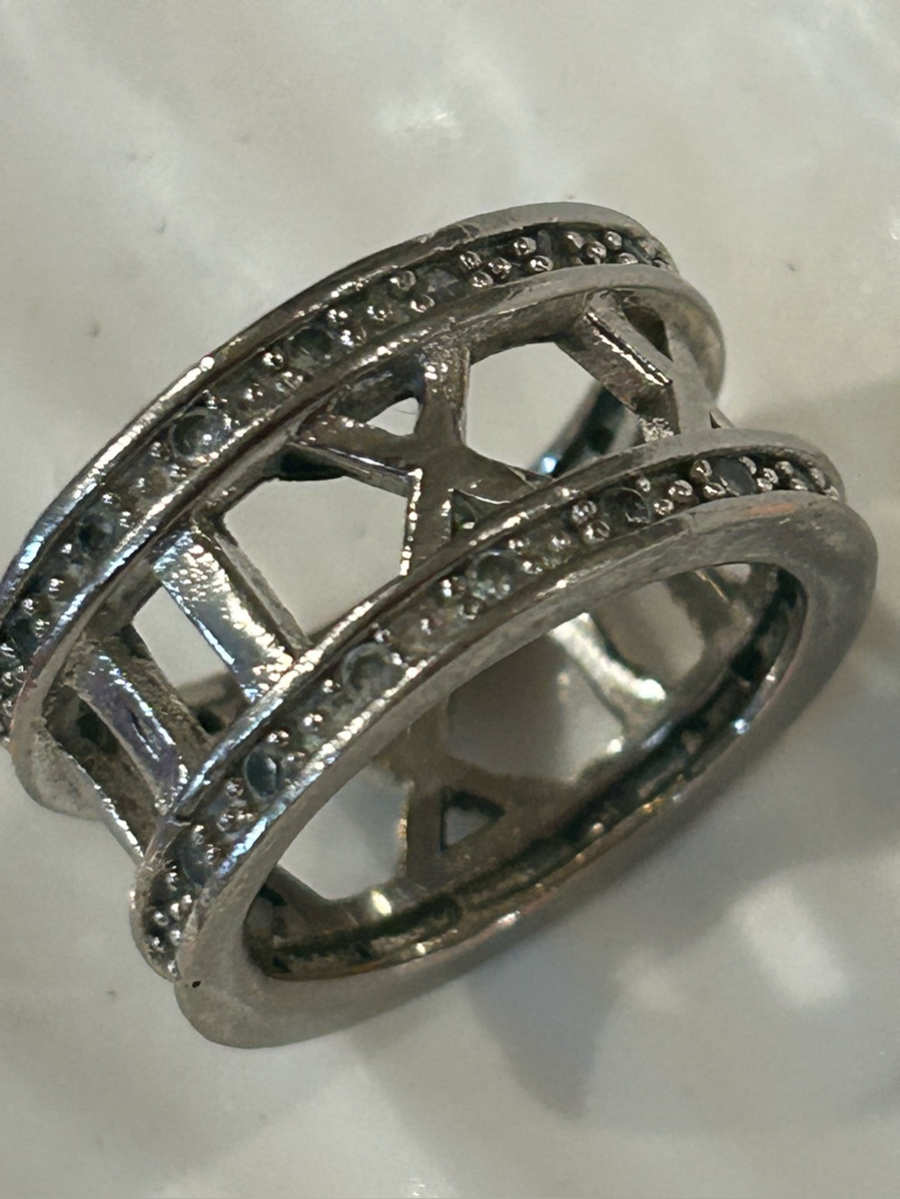 Roman Numeral 925 Sterling Silver Atlas Style Ring sz 7